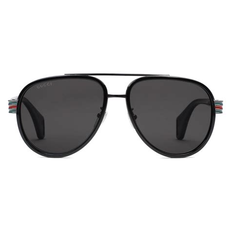 gucci eyewear black aviator sunglasses|authentic gucci aviator sunglasses black.